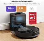 roborock Q10 S5+ Robot Vacuum and Mop, 10,000Pa Suction, Upgraded from Q8 max+, 70 Days Self-Emptying, Obstacle Avoidance, Sonic Mopping, Dual Anti-Tangle Design, Auto Mop Lifting, Black