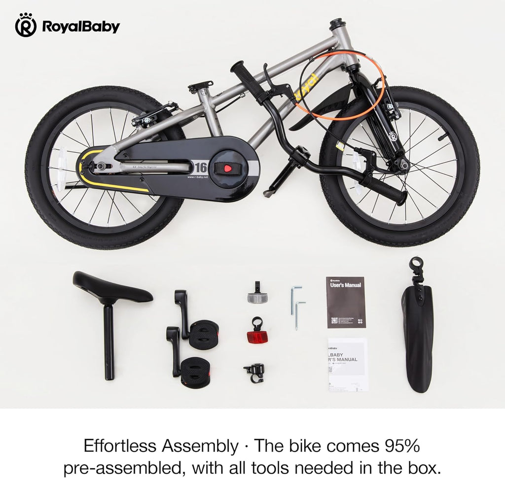 RoyalBaby EZ Fride Kids Bike 16 18 20 Inch, Lightweight Aluminum 2-in-1 Balance to Pedal Bike with One-Key Switch for Boys Girls Ages 4+