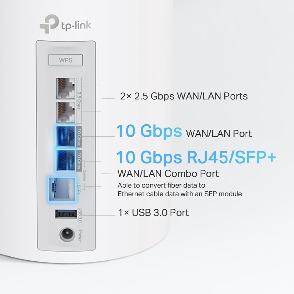 TP-Link Deco 7 Elite BE95 Quad-Band WiFi 7 BE33000 Whole Home Mesh System - 16-Stream  2x 10G + 2x 2.5G Ports Wired Backhaul  12 x High-Gain Antennas  VPN  AI-Roaming  4x4 MU-MIMO  HomeShield (3-Pack)