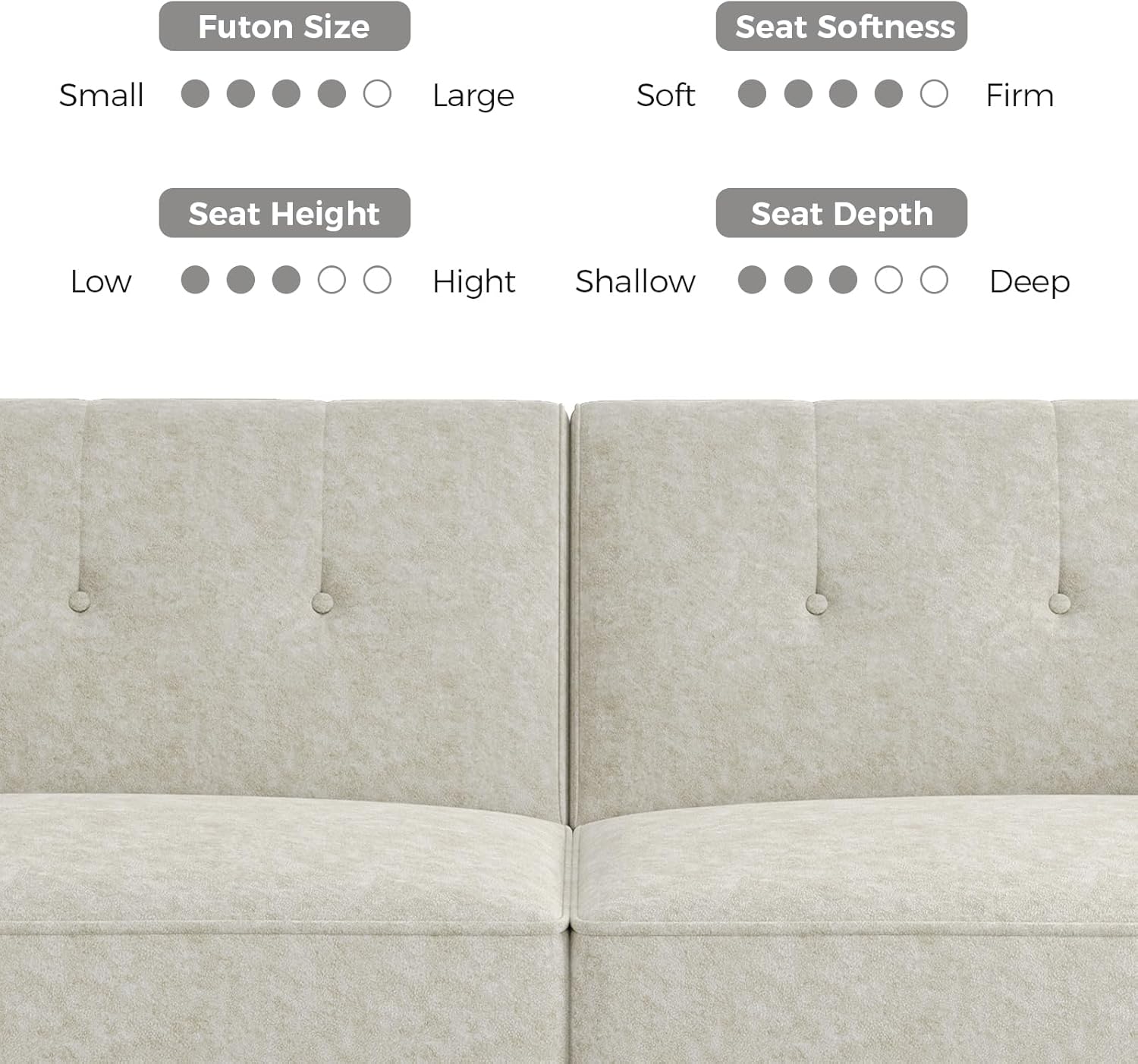 89” Futon Sofa Bed, Comfy Futon Couch Bed with 2 Square Pillows,Convertible Sleeper Sofa with Adjustable Backrest& Armrests, Modern Loveseat Sleeper for Living Room,Velvet Fabric White