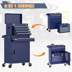 Tool Chest, 5-Drawer Rolling Tool Chest with Detachable Top Tool Box, Tool Box with Wheels, Tool Storage Cabinet for Garage, Warehouse, Workshop (Blue)