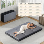 Trifold Mattress Queen Size 4 Inch - Foldable Memory Foam Mattress for Camping, Travel, RV, Guest Bed & Yoga - No Slip Bottom, Washable Cover with Handles - Portable Folding Floor Cushion 78"x58"x4"