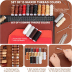 Leather Working Tooling Kit All-in-One Set Leatherworking Crafting Tools with Apron Custom Handbag Cutting Mats Stamping Engraving Punching Sewing Sanding Tools for Leather Making Repair Professional