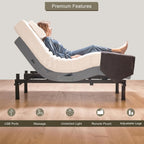 Queen Adjustable Bed Base with 10 Inch Gel Memory Foam Mattress - Dual Massage - USB Ports - Zero Gravity - Underbed Light - Wireless Remote - Zero Clearance