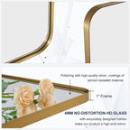 ANDY STAR 30"x48" Brass Gold Bathroom Mirror, Large Wall Mirror for Bathroom, Rounded Rectangle Mirror in Premium Stainless Steel Metal Frame Hangs Horizontal Or Vertical (Brushed Gold)
