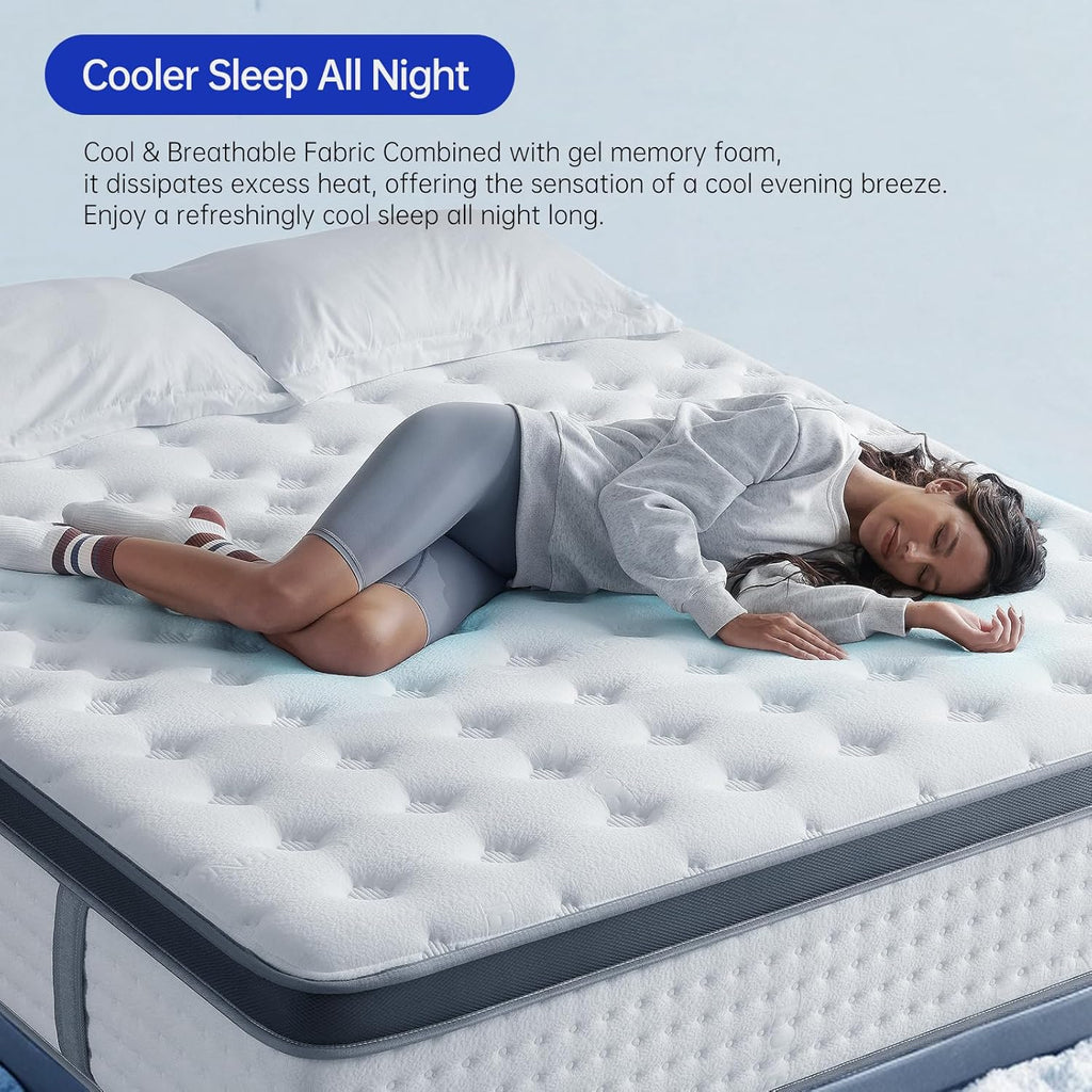 14 Inch King Size Mattress – The Feel Most Sleepers Prefer | Hybrid Gel Memory Foam Comfort & Balanced Support for Back and Side Sleepers – Medium-Firm