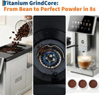 3rd-Gen Espresso Coffee Maker with Milk Frother - Removable Brewer & Grinder, Adjustable Coarseness/Flavor, 3-Level Coffee/Milk Volume, Detachable Milk Tank - Sleek Silve Spray Paint for Home Baristas