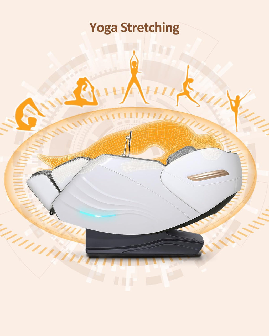RELX Massage Chair Full Body, 20 Modes Zero Gravity SL-Track Shiatsu Massage Chair Built-in Heat System, Airbag Massage with Body Scan, Deep Yoga Stretch, Calfrest Extension and AI Control(White)