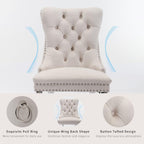 Velvet Dining Chairs Set of 6, Kitchen & Dining Room Chairs Set of 6, Tufted Dining Chairs, Velvet Upholstered, Chrome Metal Legs (Beige)