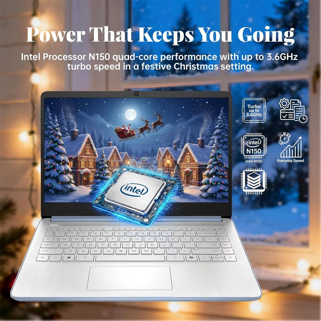 HP 14" Laptop 2025 Business Student Slim Computer  1-Y Office 365  Copilot AI  Quad-Core Intel CPU  16 GB RAM  128GB UFS & 128GB SD Card  Wi-Fi 6  Windows 11 Pro  JQ2XzAccessory  Sky Blue