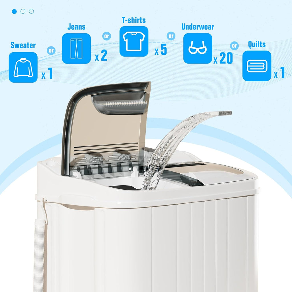 Pataku Portable Washing Machine, 17.6 Lbs Compact Mini Washer and Dryer Combo,Twin Tub Laundry Washer with Spin Cycle, Soaking Function Ideal for Apartment, Dorms, RVs Camping, Grey