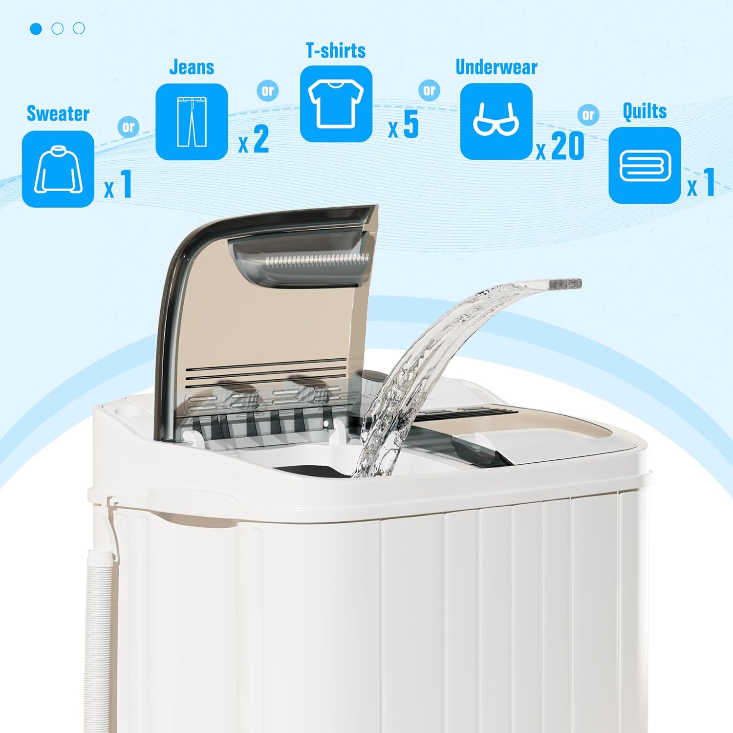 Pataku Portable Washing Machine, 17.6 Lbs Compact Mini Washer and Dryer Combo,Twin Tub Laundry Washer with Spin Cycle, Soaking Function Ideal for Apartment, Dorms, RVs Camping, Grey