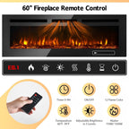 MXV 90" Fireplace TV Stand, Modern Entertainment Center with 60 Inch Electric Fireplace, Adjustable Shelf & Glass Door, Fire Place with WI-FI Enabled, TV Console for Living Room, Black