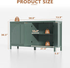 58" W Sideboard Buffet Cabinet with Storage, Mid Century Modern Credenza with Arch Doors & Shelves Coffee Bar Media Console Cabinets for Kitchen, Living Room, Entryway (Green)