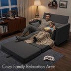 Loveseat Sofa Bed 51 in Folding Couch Bed for Small Space, 2 Persons Reading Chair & Kids Temporary Playing Bed Rest, Dark Gray