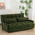 MAXYOYO Adjustable Floor Sofa Couch with 2 Pillows, Multi-Functional Bean Bag Bed, 5-Position Foldable Lazy Sofa Sleeper Bed with Armrest, Versatile Floor Seating for Reading, Dark Green, Double