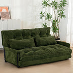 MAXYOYO Adjustable Floor Sofa Couch with 2 Pillows, Multi-Functional Bean Bag Bed, 5-Position Foldable Lazy Sofa Sleeper Bed with Armrest, Versatile Floor Seating for Reading, Dark Green, Double
