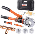 HZLZRZ Pro Press Copper Pipe Crimper Tool Kit with 3 Dies (1/2" 3/4" 1") for Plumbing & Water Heating, Includes Copper Tube Cutter and Burr Tool (YQK/1632D)
