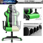 Homall Gaming Chair, Office Chair High Back Computer Chair Leather Desk Chair Racing Executive Ergonomic Adjustable Swivel Task Chair with Headrest and Lumbar Support (Green)