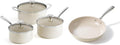 Redchef Cooking Pot Set Induction 5Qt, Saucepan Set 2.5/3.5Qt, 8 inch Nonstick Frying Pan, Stay-Cool Handles, Oven/Dishwasher Safe, PTFE PFAS Free (Beige)