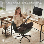 Dowinx Criss Cross Chair with Wheels, Preminum Fabric and Pocket Spring Cushion, Adjustable Swivel Wide Seat Computer Chair, Morden Design Vanity Chair Green