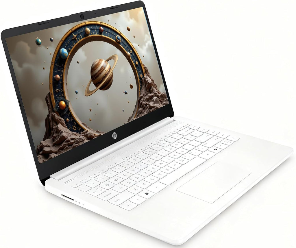HP 14" HD Laptop - Intel Celeron  8GB RAM  64GB eMMC - Lightweight & 12H Battery  Sleek Design with Multiple Ports  Webcam/Mic for Business/Students/Tourists - Microsoft 365 Included  Snowflake White