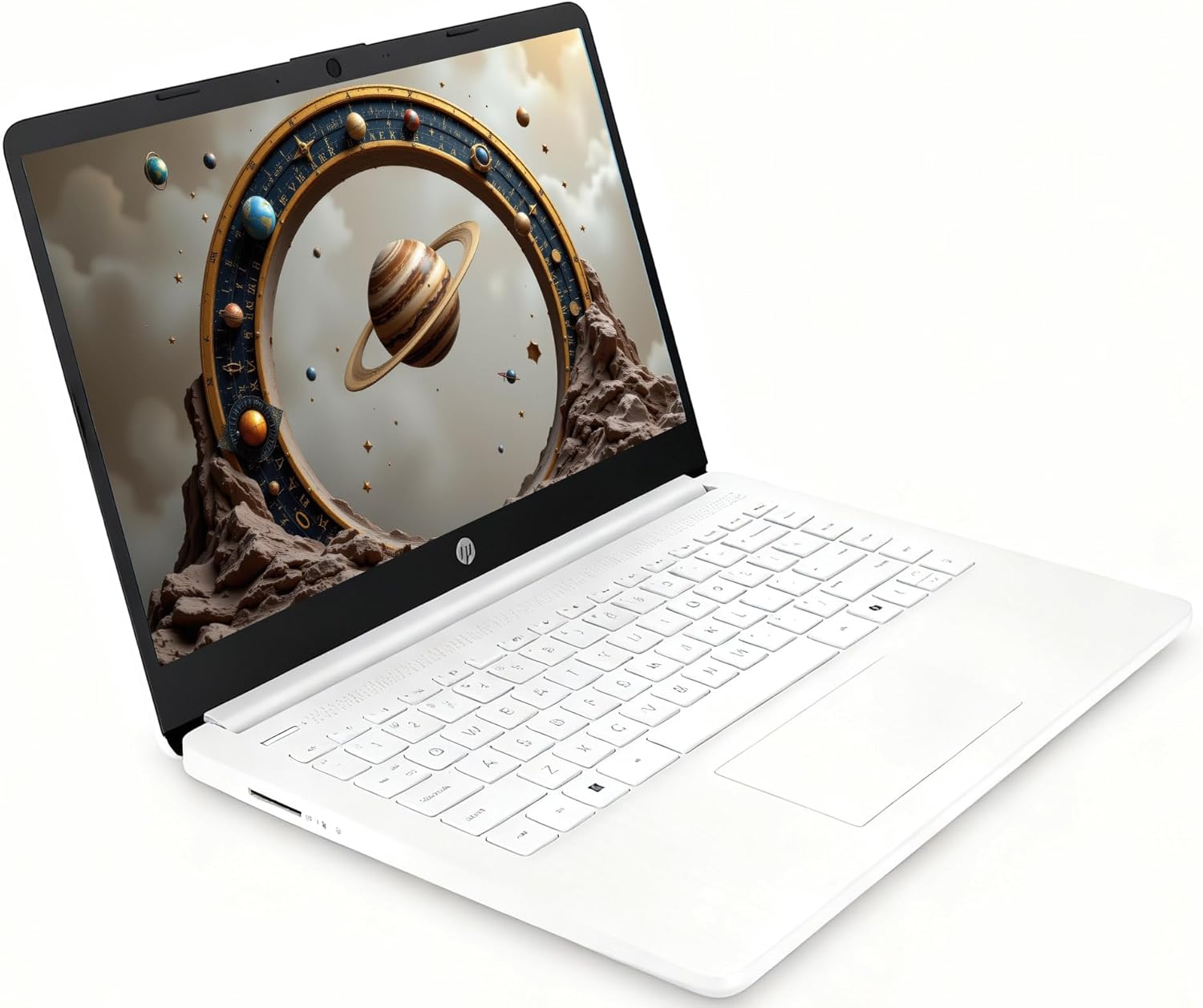 HP 14" HD Laptop - Intel Celeron  8GB RAM  64GB eMMC - Lightweight & 12H Battery  Sleek Design with Multiple Ports  Webcam/Mic for Business/Students/Tourists - Microsoft 365 Included  Snowflake White