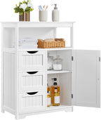 Yaheetech Bathroom Storage Cabinet Bathroom Floor Cabinet Freestanding Storage and Organizer with Door, 3 Drawers, Adjustable Shelf, 35.5 Inches Height, White
