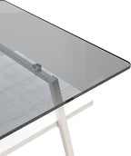 Casaphoria Modern Rectangle Coffee Table for Living Room, 2-Tier Center Table with Gray Tempered Glass Top, White Wooden Shelf & Metal Legs, 38.6 Inch, Gray/White