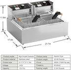 Electric Deep Fryer 22.6L/24QT Stainless Steel Large Capacity Commercial Fryer with Basket, 3400W 110V Countertop Deep Fryer for Home Kitchen and Restaurant Use withTemperature Control