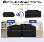 COMAX Futon Sofa Bed Queen, 79" Convertible Sofa Bed Couches for Living Room, 4 in 1 Folding Boneless Sleeper Corduroy Couch Loveseat Foam In a Box, Comfy Foldable Lounge Fold Out Floor Mattress Black