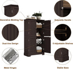 ChooChoo Bathroom Floor Cabinet, Modern Bathroom Storage Cabinet with 4 Doors and Adjustable Shelves, Freestanding Cupboard for Living Room, Espresso