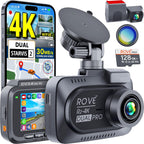 ROVE R2-4K Dual PRO Dash Cam Front and Rear  True 4K+2K Dash Camera for Cars  STARVIS 2 IMX678 + IMX675 Sensors  Free 128GB Card + CPL  WiFi 6 - up to 30MB/s Download Speed  3" IPS  24Hr Parking Mode
