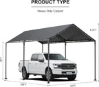 10x20 FT Heavy Duty Carport Car Tent Car Canopy Storage Shed,Portable Garage Party Tent,Portable Garage All-Season Tarp for Car,Truck,SUV,Party (Grey)