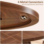 LVB Round Dining Table for 4-6, Mid Century Modern Walnut Circle Dinner Table, Brown Wood Pedestal Kitchen Table with Wooden Base for Dining Room, Kitchen, Living Room, 43 inch