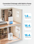 GoveeLife Dehumidifier for Home 4,500 Sq. Ft. 50 to 137 Pint with Pump, Drain Hose, Smart Dehumidifier for Basement with Humidity Control, Auto Shut Off/Defrost, 5 Modes, Bedroom, Bathroom, Garage