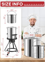 30QT Stainless Steel Turkey Fryer | Seafood & Crawfish Boiler | Basket & Waterptroof Cover Included | 50,000BTU Propane Burner | Outdoor Deep Fryers | Ideal for Frying & Boiling