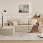106" Cloud Sectional Couch, Left/Right Facing Convertible Sofa with Deep Seat, L-Shape Modular Upholstered Foam Couch for Living Room Bedroom, No Assembly Required (Corduroy Fabric, Beige)