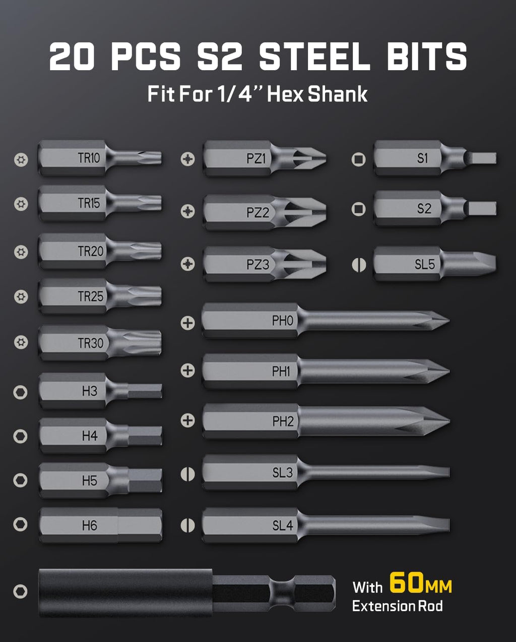 Fanttik S2 Pro Electric Screwdriver, Cordless Screwdriver Set, 7 Torque Settings, 0.5 to 6N.m, 20 Magnetic Bits, 1/4''Hex Shank, with 90° Angle Adapter, for Furniture, Household Repairs