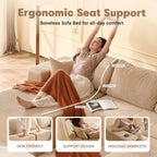 107" Boneless Couch with Deep Seat, Set of Modular Sectional Sofa, Cloud Sectional Couch for Living Room, No Assembly Required, Corduroy, U-Shape 3 Seater Left, Camel