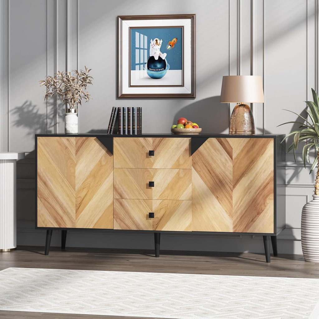 GAOMON Large Storage Cabinet with Shelves & Doors, Sideboard Buffet Cabinet with Drawer, Entryway Cabinets, Accent Cabinets for Living Room, Dining Room, Entryway