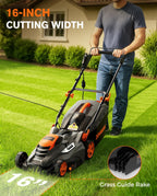 DOVAMAN 13Amp LA16M Lawn Mower, 16" Blade, 5-Position Height Adjustment, 3-Step Quick Vertical Fold Storage, 2-in-1 Mulching & Bagging, 98% Collection, Corded Lawn Mower for Your Garden