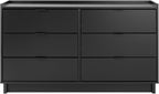 Prepac Simply Modern 6-Drawer Double Dresser for Bedroom, Chest of Drawers, Modern Bedroom Furniture, 52.5” wide x 16” deep x 29.5” tall, Black