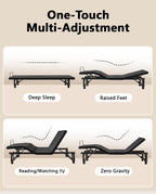 King Size Adjustable Bed Frame with Quiet Motor - Head & Foot Incline, Zero Gravity, Wireless Remote Control, Easy Installation (79" L x 74" W x 12.72" H)