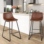 HeuGah Bar Stools, 30" Bar Height Stools Set of 4,Faux Leather Bar Stools with Back, Industrial Bar Height Barstool with Metal Legs Modern Counter Stool for Kitchen Island