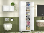 Kitchen Pantry Cabinet, 90" Tall Metal Pantry Cabinet, Food Cupboards with Doors and Shelves, Freestanding Storage Cabinets for Dining, Living Room, 16"D x 32"W x 90"H, White, Assembly Required