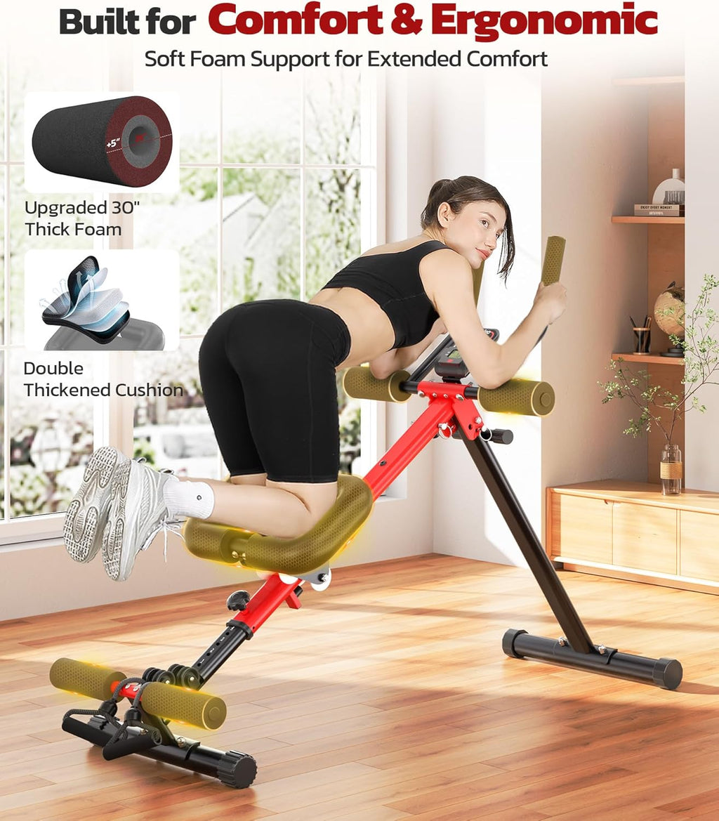 Yoleo 2 in 1 Ab & Rowing Machines for Home, Foldable Ab Workout Equipment, Ab Trainer Machine for Stomach Workout, Ab Crunch Machine with Foam Support,7-Length Adjustable Ab Machine for Home Exercise