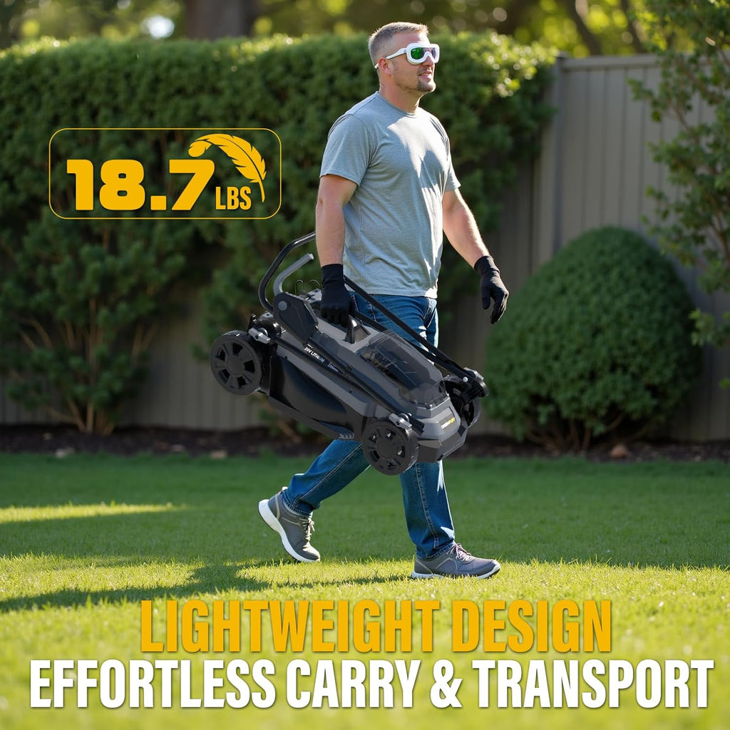 13 Inch Cordless Lawn Mower, Compatible with Dewalt 20V MAX Battery, Brushless Electric Mower with 8 Gallon Grass Bag, 5-Level Height Adjustment, for Small Yard/Garden (Battery Not Included)