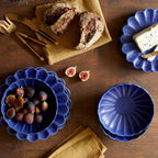 LEMIEUX ET CIE Dhalia 4-Piece Bowl Set Stoneware, Bowls, Dishwasher and Microwave Safe, Dish Set for 4, Blue