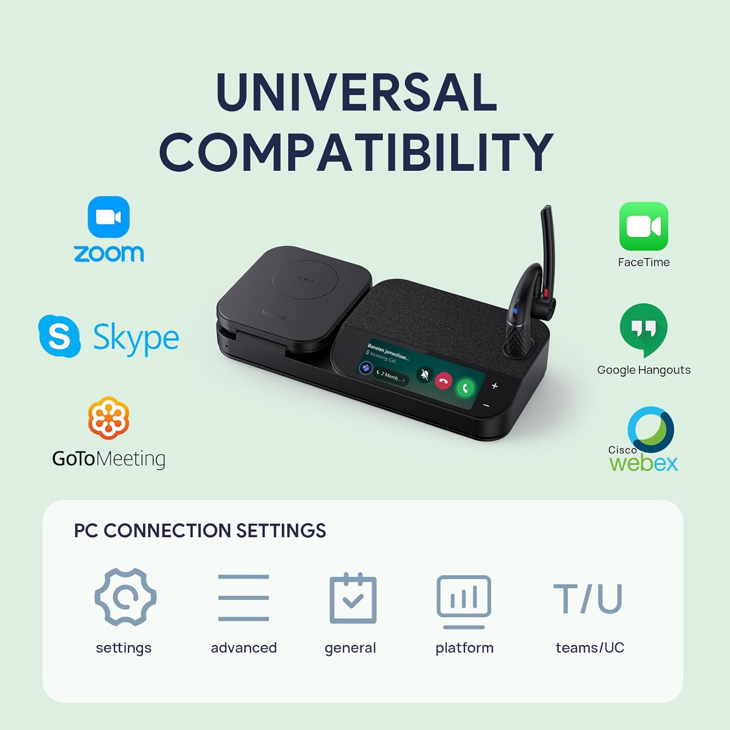Yealink Bluetooth Headset Workstation  Office Wireless Headset with Mic  Speakerphone  Wireless Charging Pad  Charging Case  USB-C/A Dongle Connect to Desk Phone  PC  Work with Teams Zoom